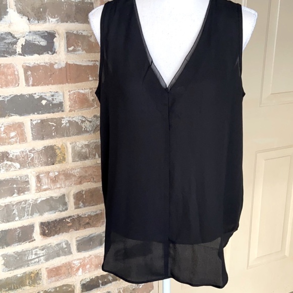3/$20 NWOT Black Organza Semi Sheer Tank Top Minimalist Lightweight Luxury